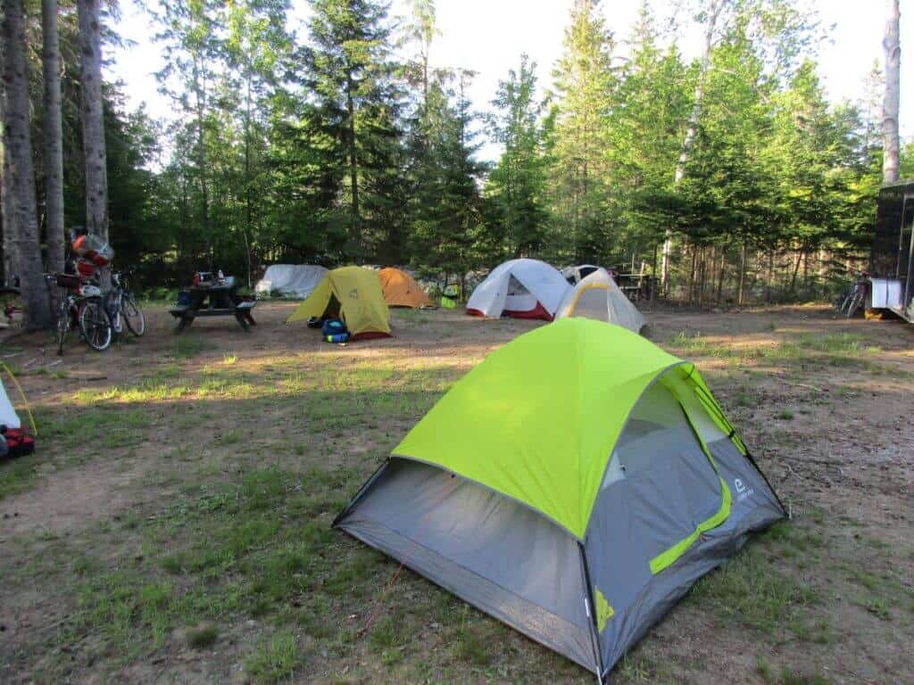 Campground along the P'tit Train du Nord Cycling Route in Quebec