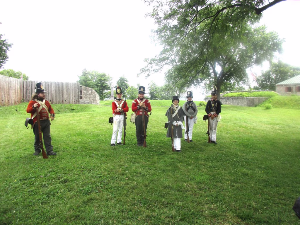 Costumed soldiers in Fort Erie National Historic Site, Ontario