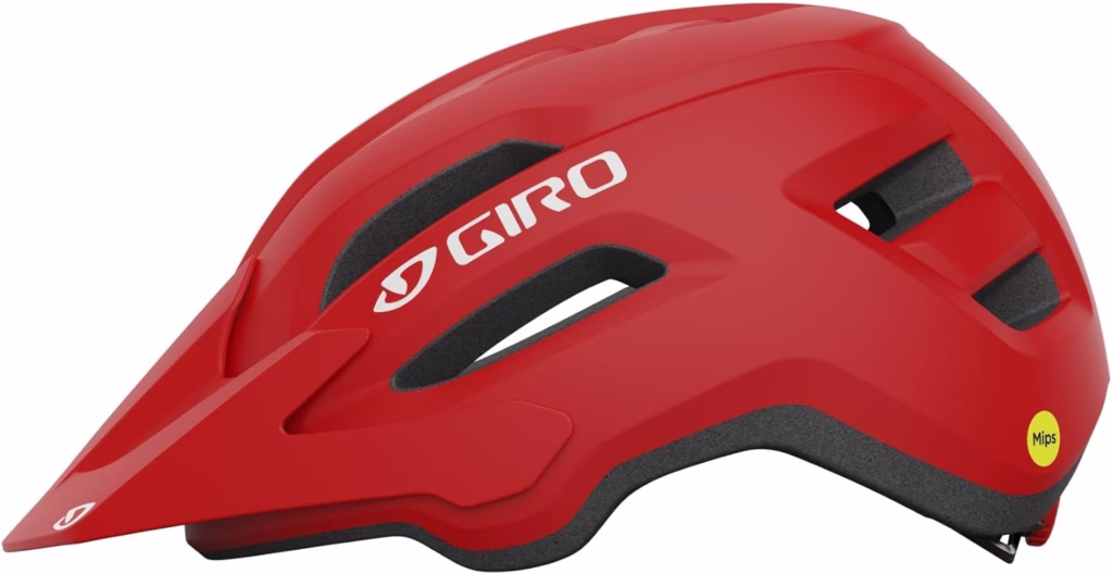 A red Giro Fixture II lightweight bike helmet