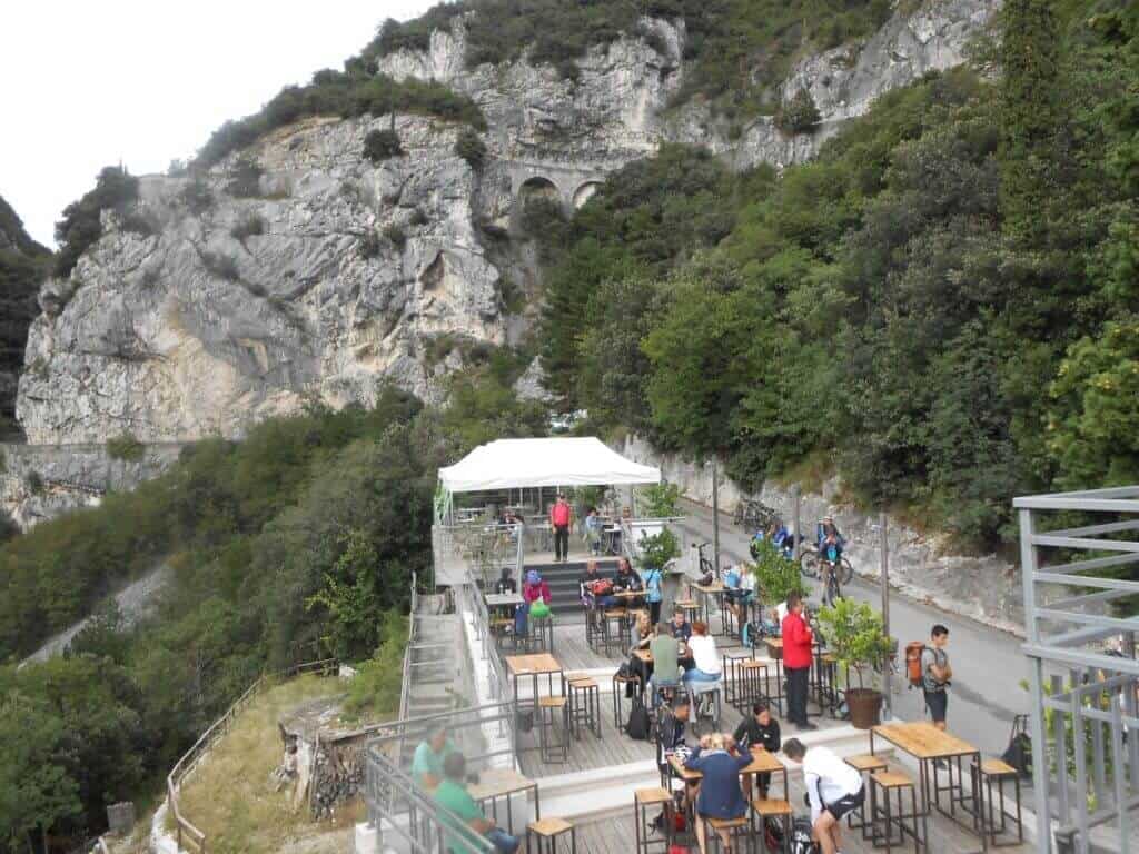 Relaxing in cafe along the Old Panola Road, Lake Garda, Italy