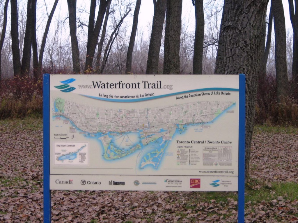 Waterfront Trail signa along the Toronto to Montreal Bike Ride